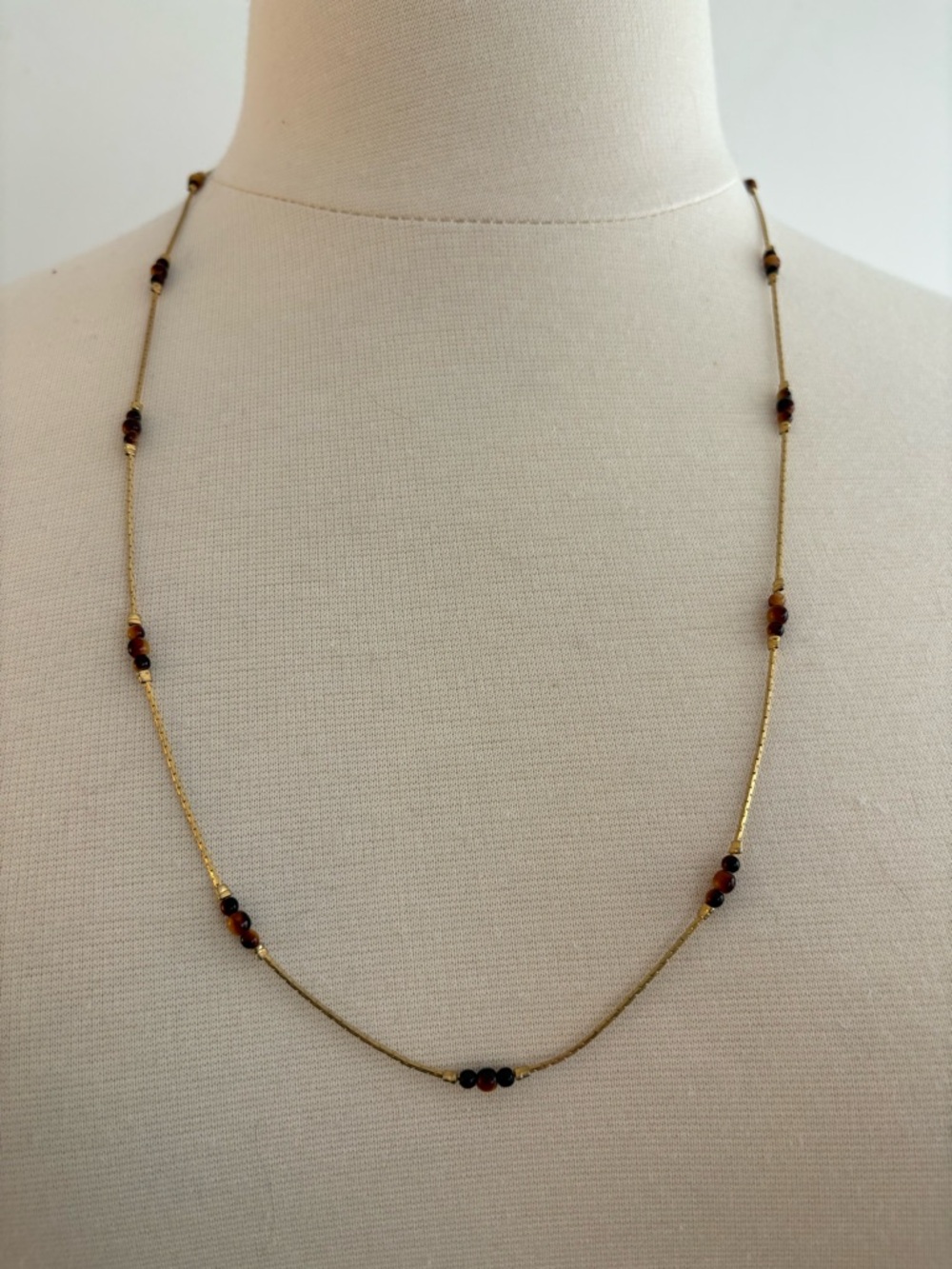 Vintage gold-filled chain with tigers-eye beads
